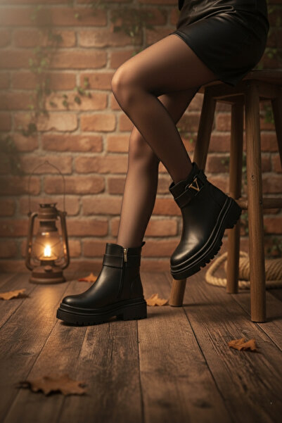 NOVELLAM SHOES Γυναικείες μαύρες μπότες Viana με εγγυημένη αδιάβροχη αντιολισθητική σόλα με ραμμένη σόλα