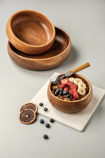 AVANTAGE HOME Bella - Acacia Set of 3 Large Size Bowls 25 cm / 20 cm / 15 cm