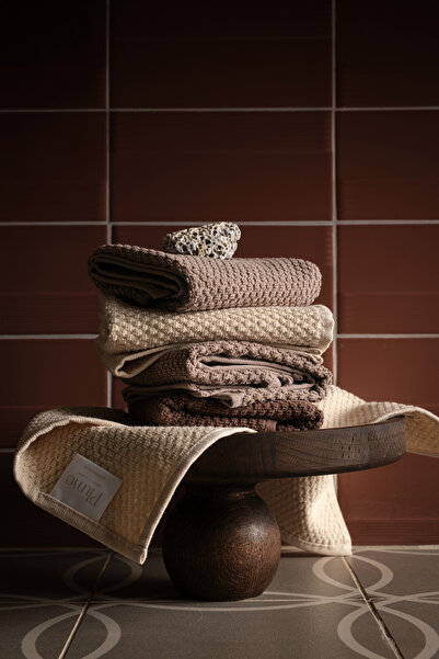 Plume Ceramic Home طقم مناشف يد فانجو بيج مكون من 4 قطع مصنوعة من القطن بنسبة...