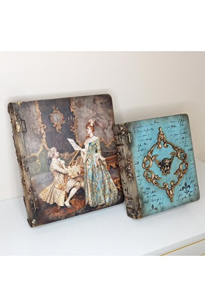 IremTasarimAtolyesi Ev Dekorasyon Ahşap Kitap Kutu Seti 2li Özel Tasarım