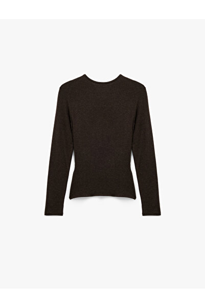 Koton Μακρυμάνικη μπλούζα με ασύμμετρο λαιμόκοψη και λεπτομέρεια με κόμπο