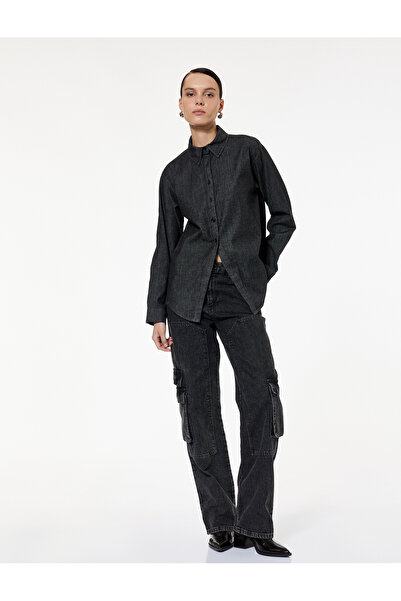 Koton Τζιν πουκάμισο με μακρύ μανίκι με κουμπιά κανονικής εφαρμογής