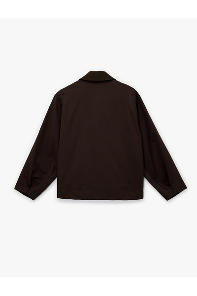 Koton Oversize Seasonal Jacket with Snap Buttons and Pocket Detail with Zipper