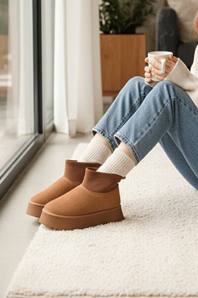 DİVOLYA Slavia Taba (4.5 CM) İçi Kürklü Streçli Günlük Kullanım Bot