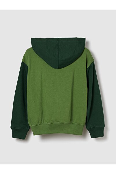 GAP Erkek Çocuk Yeşil Relaxed Logo Fermuarlı Sweatshirt