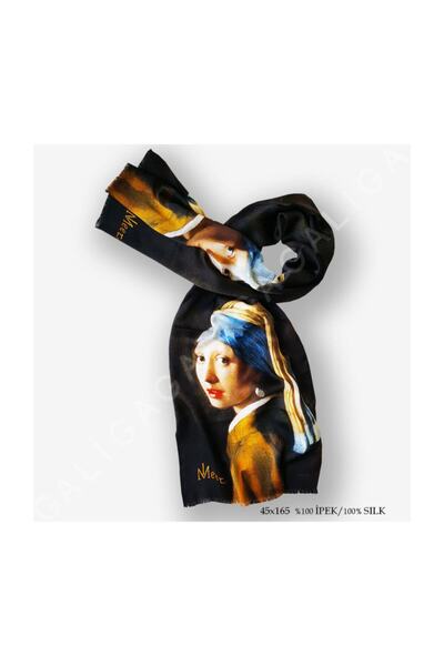 Galiga Pearl %100 Ipek Fular 45*165cm 'art On Silk'