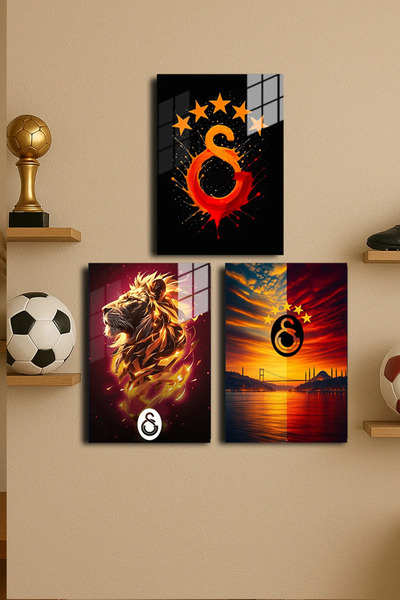 EABASKI "Sarı Kırmızı" Baskılı Metal Poster 3 adet, Hediyelik Tablo 20x30 cm