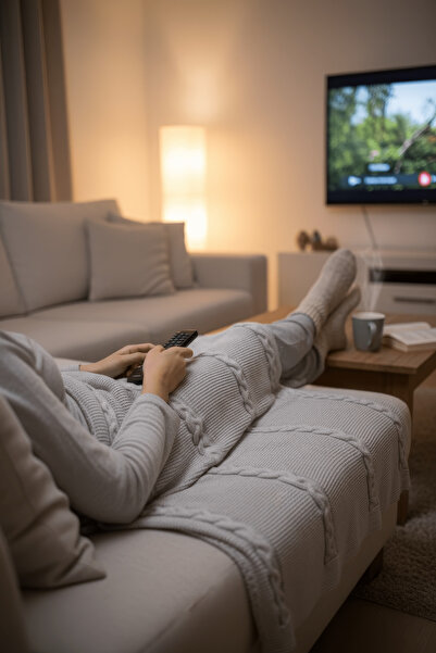 NEŞELİ HOME Soft Knitted Blanket Knitted 130X170 cm Mink |   Single Person Tv...