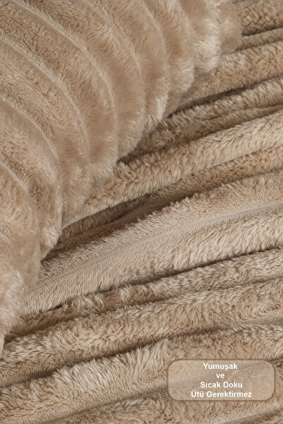 Elart Mateo Battaniye Seti Çift Kişilik Wellsoft 3 Parça (230x250 cm) Cappucino