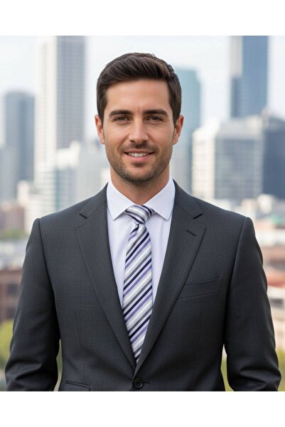 1001 Kravat ربطة عنق رفيعة بعرض 7 سم مخططة باللون الأرجواني والأبيض والرمادي