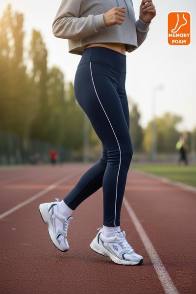 Vojo New Memory Taban Rahat Hafif Beyaz Lacivert Unisex Sneakers Spor Ayakkabı