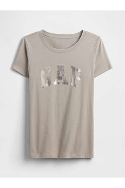 GAP Kadın Açık Kahverengi Logo T-Shirt