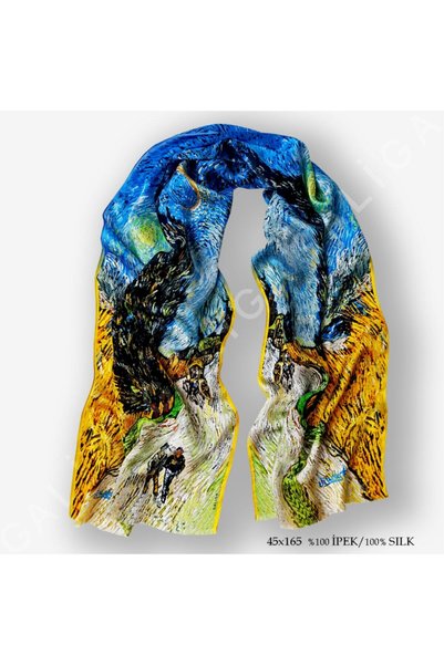 Galiga Van Gogh - Country Road %100 İpek Fular 45x165cm "Art On Silk"