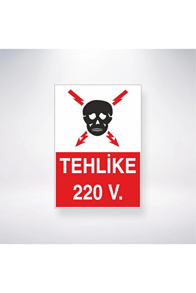 Reysa Tasarım خطر 220 فولت. ملصق لاصق خلفي مقاس 21 × 35