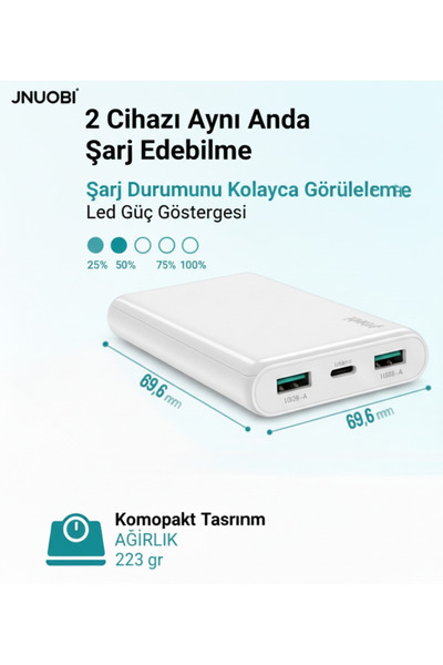 ACL Powerbank 10000 mAh – Çift USB – Hızlı Şarj – LED Ekranlı Taşınabilir Şarj Aleti