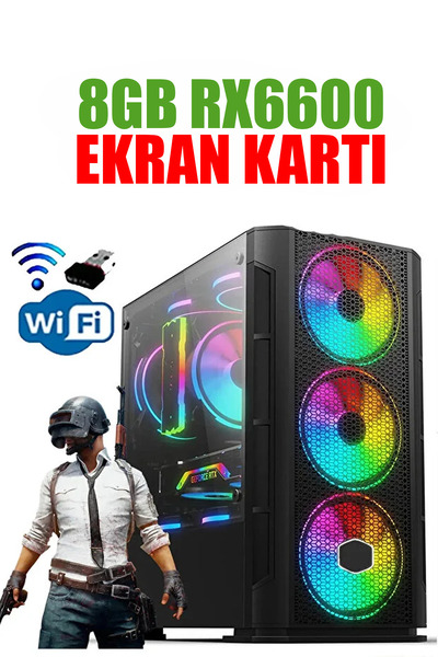 Dmc N295 (PUBG,GTA 5) I7 9700 32GB DDR4 RAM,1TB M2 SSD,8GB RX6600 Oyuncu Masaüstü Bilgisayar