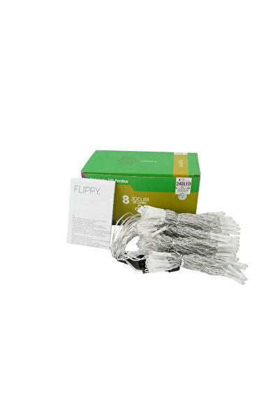 Flippy Коледна светеща завеса, 8 светлинни ефекта, 2м x 2м, 240 LED диода, Св...
