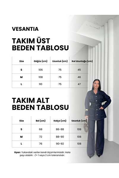 ParlaMira Жіночий темно-синій комплект з джинсової тканини з деталями