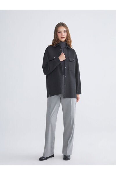 LC Waikiki Lcw Modestanthracite Oversize Women's Shirt Tunic