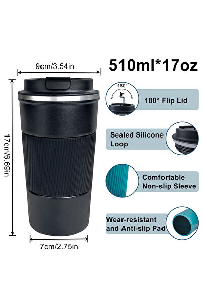 Other Zirefam 510ml Travel Coffee Mug - Vacuum Insulated, Leakproof Stainless Steel