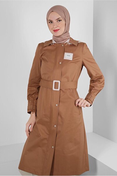 Alvina PUMPY PATTERN DETAILED BELTED TRENCH COAT 10753
