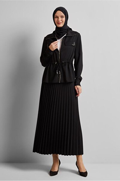 Alvina Satin Suit with Pleated Skirt 45385