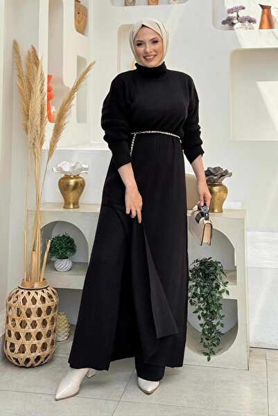 TRENDTESETTÜR KADIN SİYAH PANTOLONLU TRİKO TAKIM T 1006-2