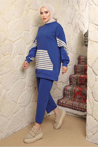 TRENDTESETTÜR ЖІНОЧИЙ СИНІЙ (САКС) ПІДЖАК З КИШЕНЯМИ ТА ШТАНАМИ T 9643