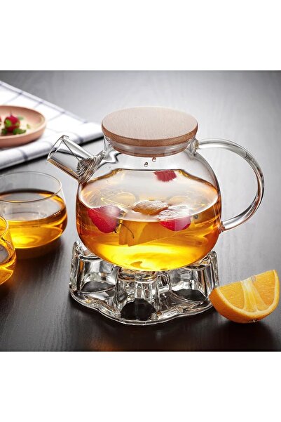 Vivien Home Isıya Dayanıklı 1000 ml Süzgeçli Cam Demlik 6adet Kupa Bardak Borosilikat ,