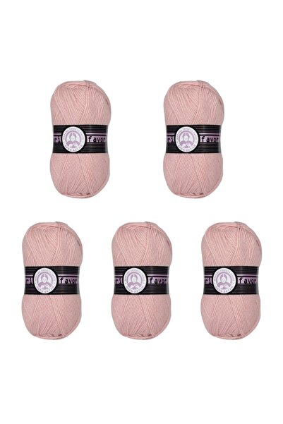 Ören Bayan Ören Favori Örgü İpi - Açık Pembe - 5'Li Paket - ( Renk Kodu : 001 )
