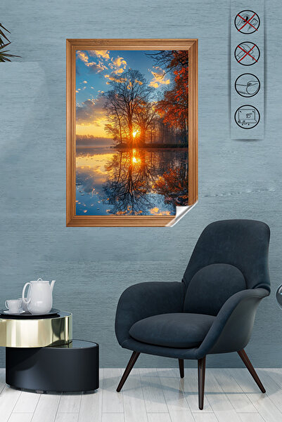 Akıllı Kağıt Statik Tutunma Özellikli Tablo - Poster Manzara (Model-90)