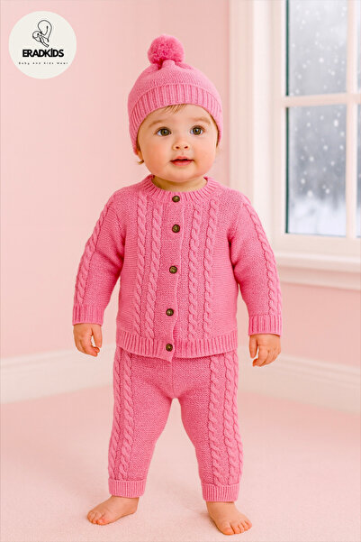 eradkids Special Series Baby Knitted Sweater Beanie 3-Piece Set / Girl Lux Ba...
