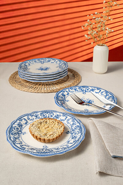 Fecra Majestic Blue 6 Parça Pasta Tabağı Seti
