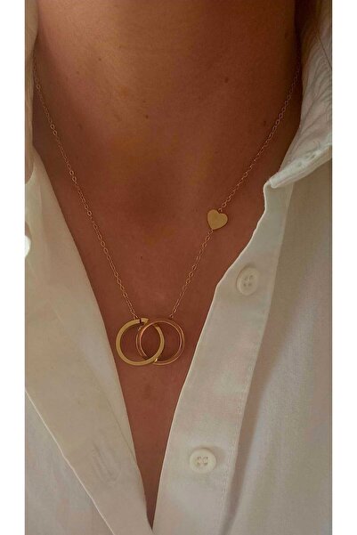 MITH SB TAKI PASLANMAZ ÇELİK İÇ İÇE GEÇMİŞ HALKA KOLYE-GOLD