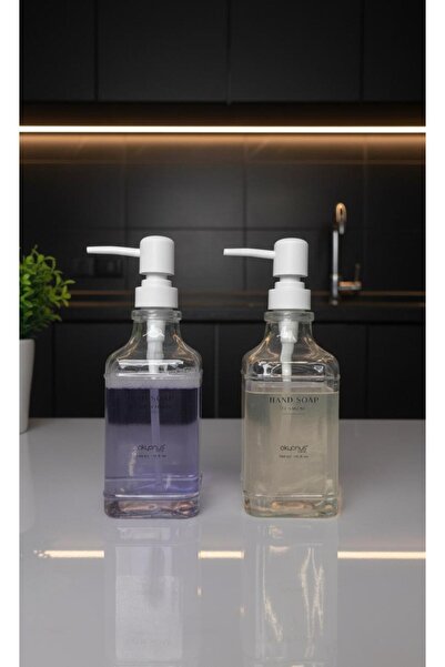 Okyanus Home Dozator de săpun lichid din sticlă dublă pătrată cu pompă albă 5...