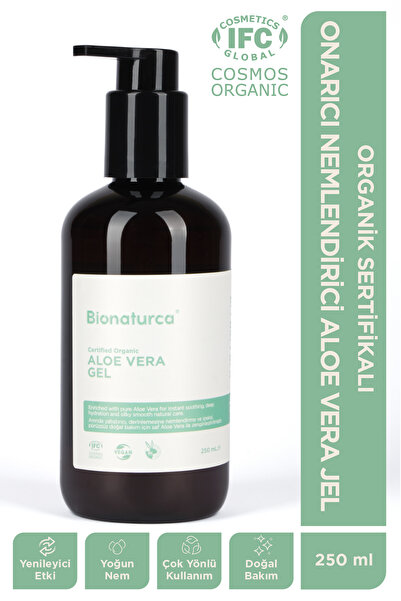 BIONATURCA Organik Sertifikalı Onarıcı Nemlendirici Aloe Vera Jel 250 Ml.