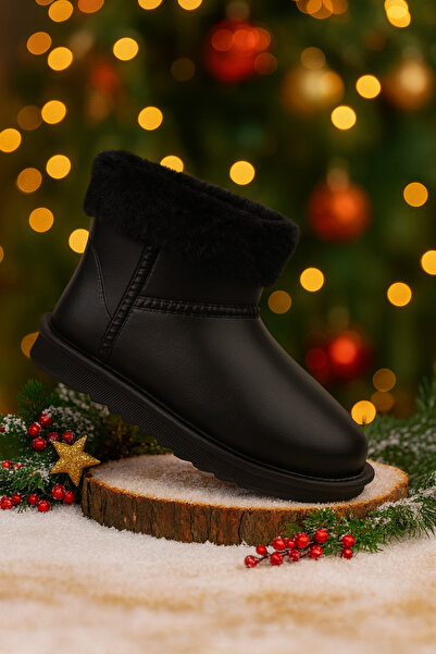 TUANA TARZ Kadın Yarım Bot Içi Tüylü Kalın Taban Kadın Bot su geçirmez Ayakkabı