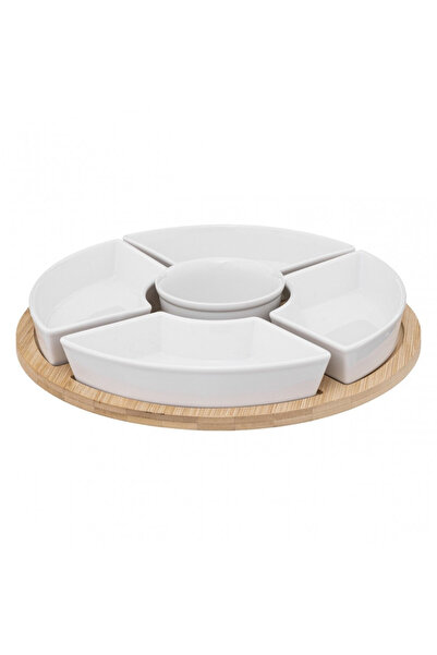 Secret de Gourmet Set de servire aperitive Rauma, porțelan, bambus, 4,7 x Î 27 cm