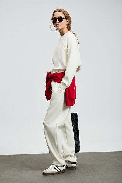 Lufian Alıce Kadın Örme Sweatshırt Kırık Beyaz