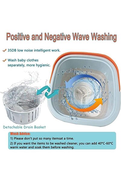 fulina Mini Foldable Washing Machine for Baby Clothes, Underwear or Small Items, Foldable Portable Turbine