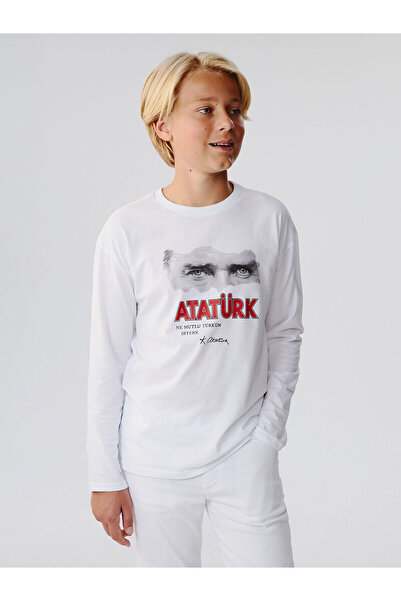 LC Waikiki Peak New Season Crew Neck Ataturk Printed Boys' T-Shirt