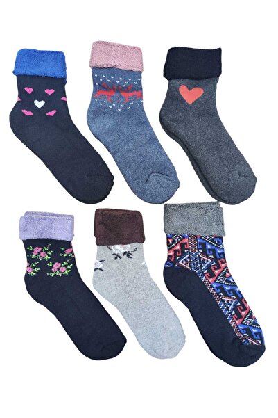 erceys 6 أزواج من الجوارب النسائية السميكة للمنشفة الشتوية