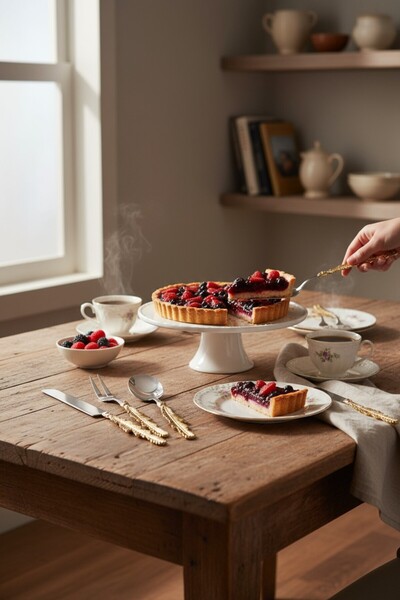 ROY KING Feather 5 Piece Service Set Gold