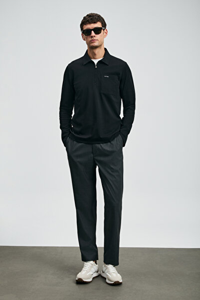 Lufian Ανδρικό μπλουζάκι πόλο Lucas Smart Μαύρο