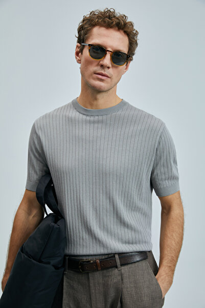 Lufian Spear Erkek Pamuklu Kazak Açık Gri