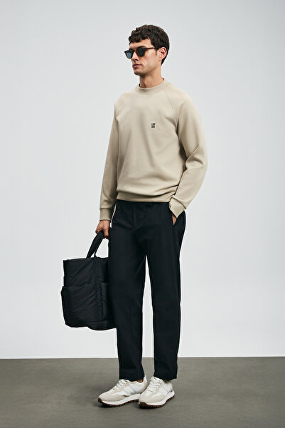 Lufian Ανδρικό παντελόνι Chino Daren Smart εφαρμοστό Μαύρο