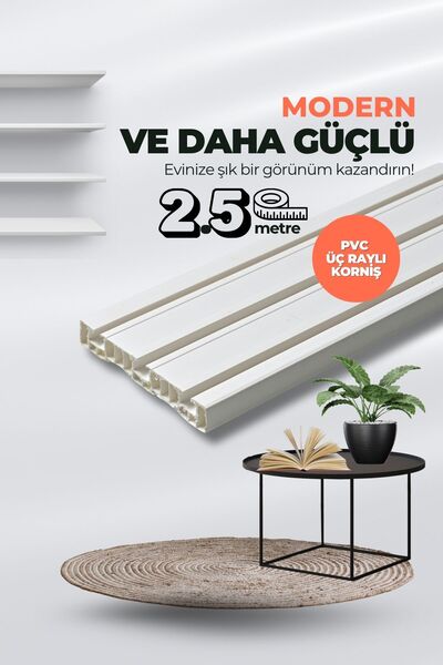 Kornişsan Birinci Sınıf 2,5 Metre 3 Raylı Birinci Sınıf Polyester Kalın Perde...