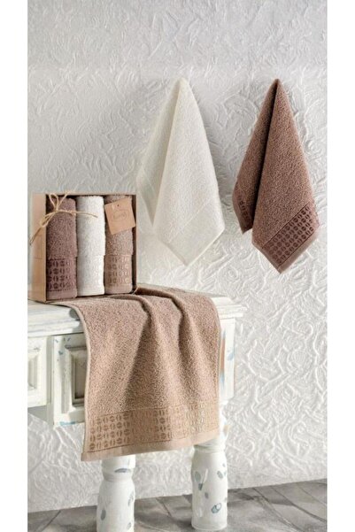 Karna Home Σετ Πετσέτες Κουζίνας 3 τεμαχίων Ζακάρ Βαμβακερό Κύπελλο Καφέ 30x50