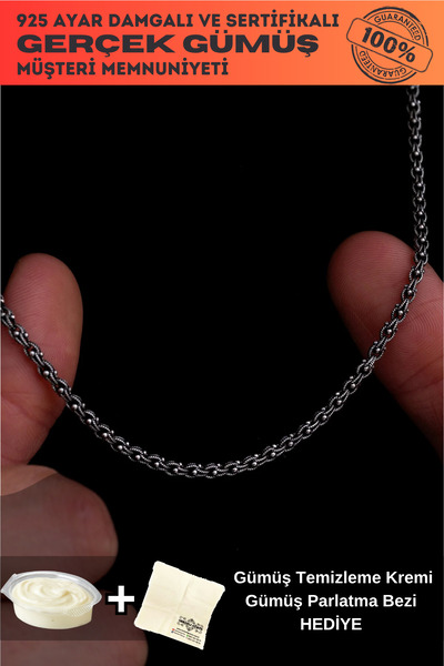 OSMANLI GÜMÜŞ Arnavut Zinciri Erkek Gümüş Kolye Zincir Orta Kalınlıkta