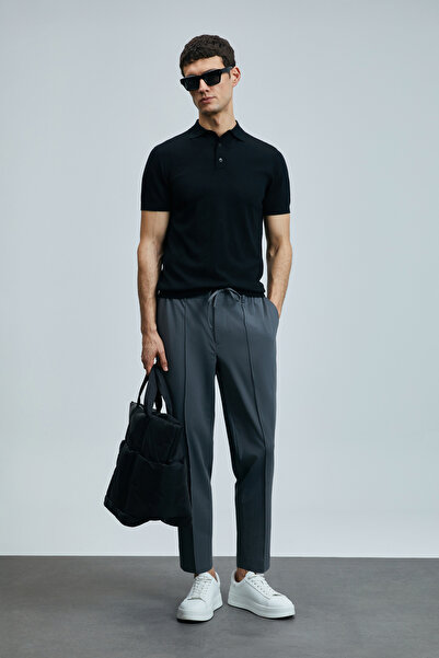 Lufian Ανδρικό παντελόνι Chino Slim Fit Anthracite Simon Smart